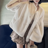Relaxed-Fit Faux Fur Short Coat