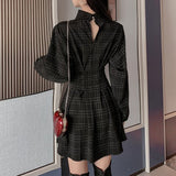 Short Black Check Dress