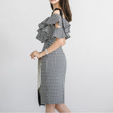 One-shoulder strap frilled dress