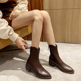 Thick V-Cut Ankle Boots