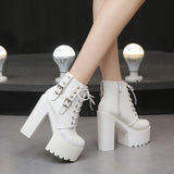 Lace-Up Chunky Heel Boots