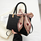 Braided-Handle Bag with Scarf