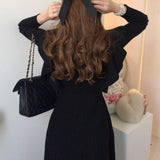 Frill-Sleeve Knit Dress