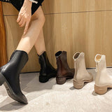 Thick V-Cut Ankle Boots
