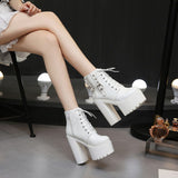 Lace-Up Chunky Heel Boots