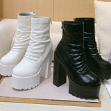 Chunky-Heel Boots with Rear Zip