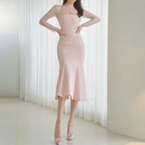 Lace-top fishtail dress