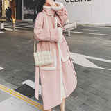 Thick Pink Lambswool Coat with Fur Collar