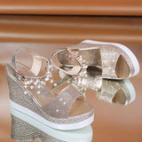 Pearl-strap platform sandals