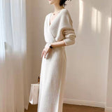 Cross V-Neck Knit Dress