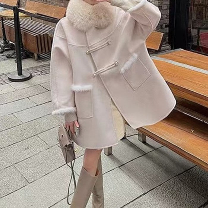 ホワイトダブルブレストファーコート マックスマーラ コート ダブル