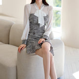 Chiffon-Panelled Fishtail Dress