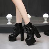 Lace-Up Chunky Heel Boots