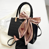 Braided-Handle Bag with Scarf