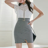 Sheer Lace Mock Two-Piece Dress