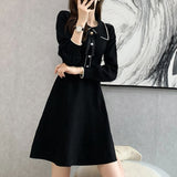 Bow-Tie Knit A-Line Dress