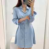 High-Waisted Side-Pleated Dress + Long Shirt
