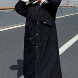 Mid-Length High-Collar Cotton Coat