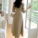 Lapel-Collar High-Waisted Dress